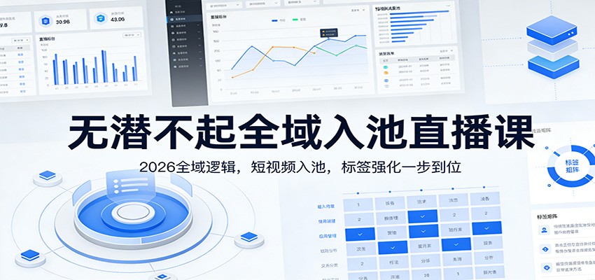 无潜不起全域入池直播课：2026全域逻辑，短视频入池，标签强化一步到位