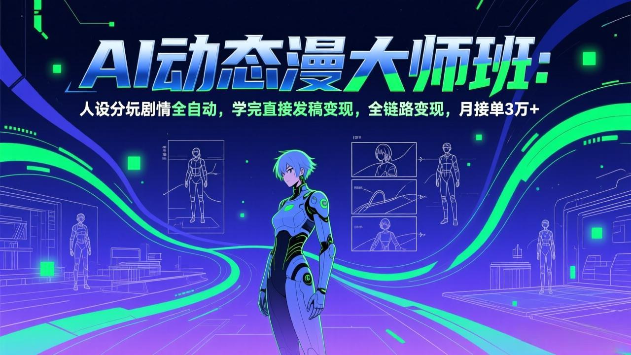 （17402期）AI动态漫剧大师班：人设分镜剧情全自动，学完直接发稿变现，全链路变现，月接单3万+