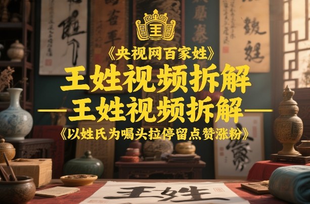 央视网百家姓–王姓视频拆解，以姓氏为噱头拉停留点赞涨粉
