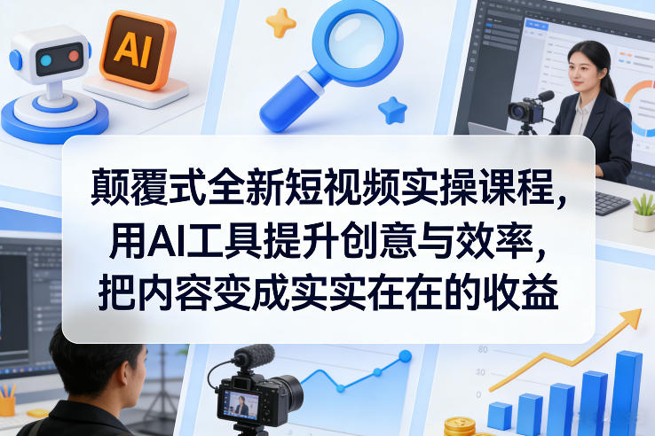 颠覆式全新短视频实操课程，用AI工具提升创意与效率，把内容变成实实在在的收益