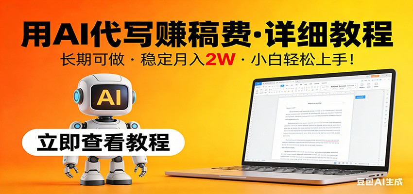 用AI代写赚稿费,详细教程,长期可做,稳定月入2W,小白轻松上手!