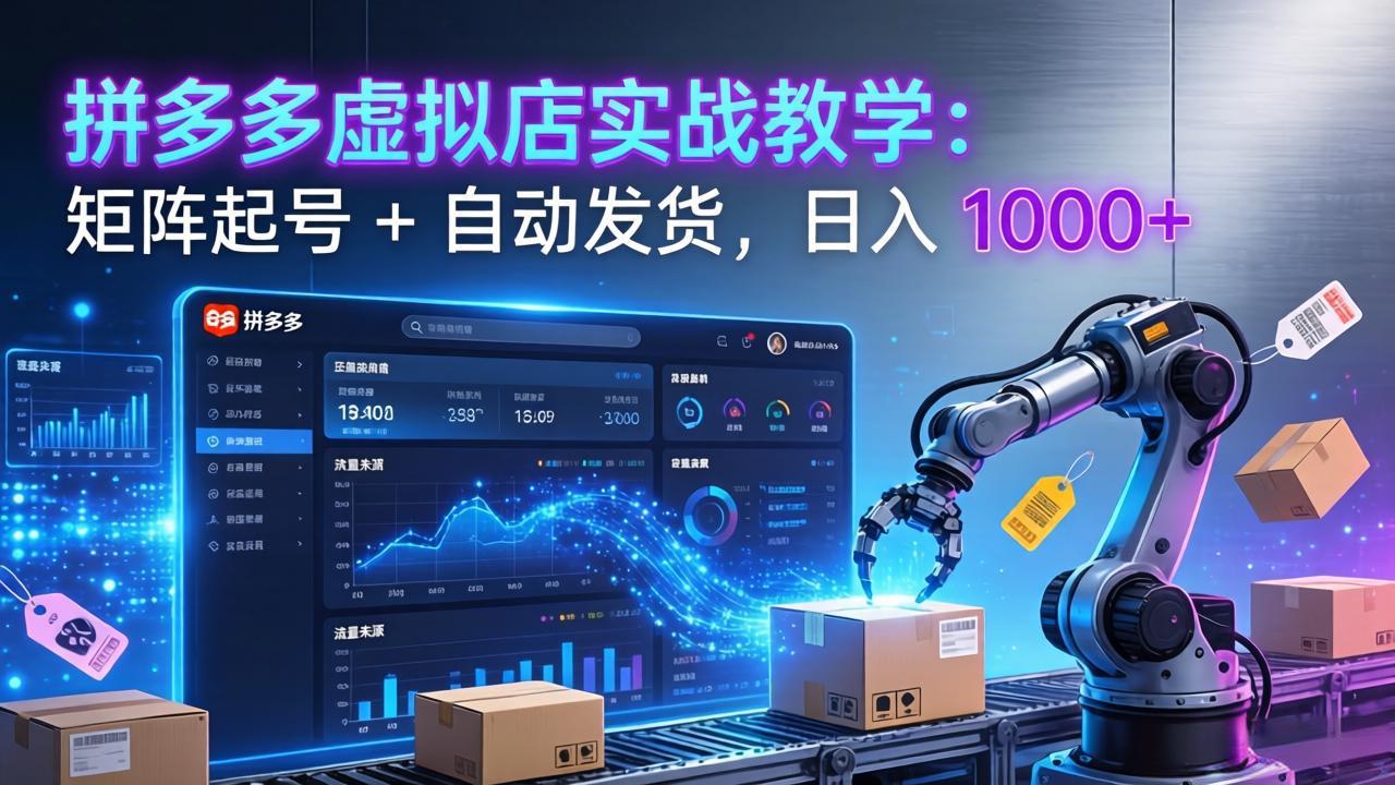 （17628期）拼多多虚拟店实战教学：矩阵起号 + 自动发货，日入 1000+