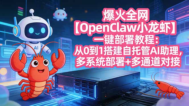 （17612期）爆火全网【OpenClaw 小龙虾】一键部署教程：从0到1搭建自托管AI助理，多系统部署+多通道对接