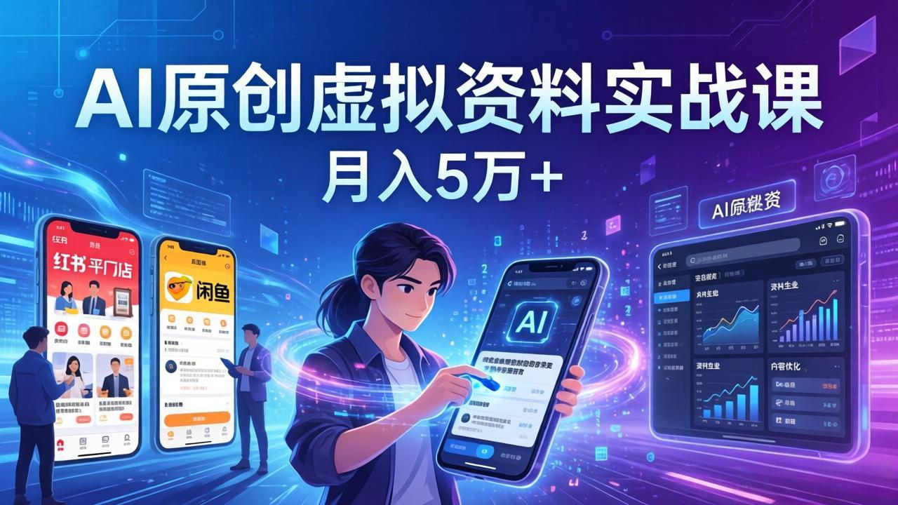 （17657期）AI原创虚拟资料实战课：2026新机会，小红书闲鱼开店，普通人用AI轻松变现，月入5万+