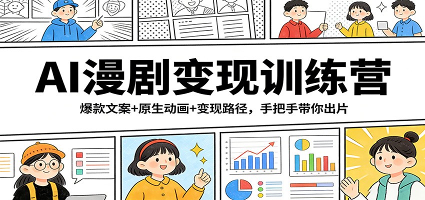 AI漫剧变现训练营：爆款文案+原生动画+变现路径，手把手带你出片