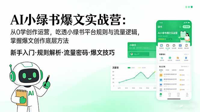 （17670期）AI 小绿书爆文实战营：从0学创作运营，吃透小绿书平台规则与流量逻辑，掌握爆文创作底层方法