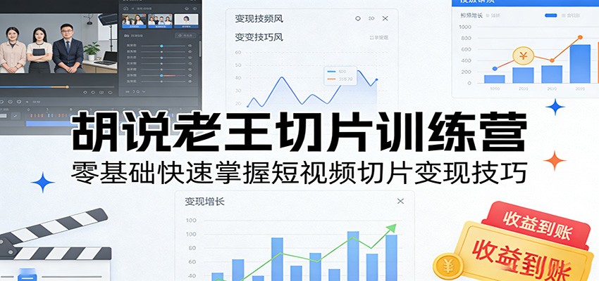 胡说老王切片训练营,零基础快速掌握短视频切片变现技巧