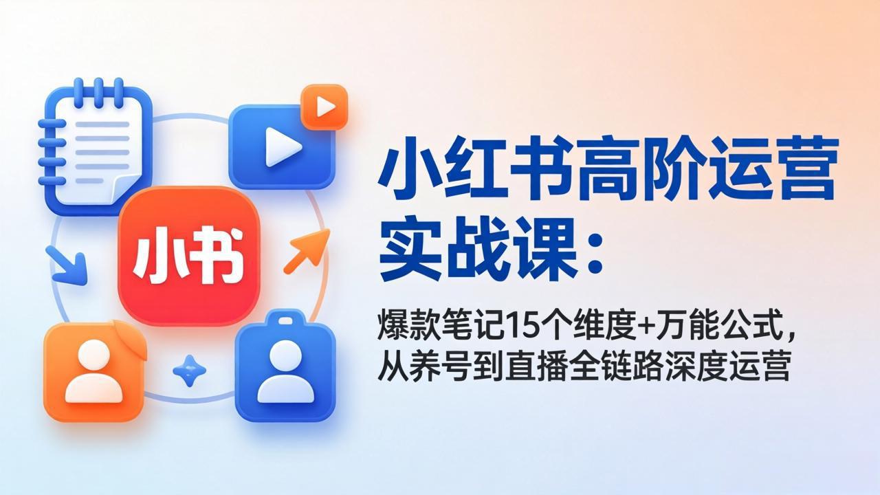 （17844期）小红书高阶运营实战课：爆款笔记15个维度+万能公式，从养号到直播全链路深度运营