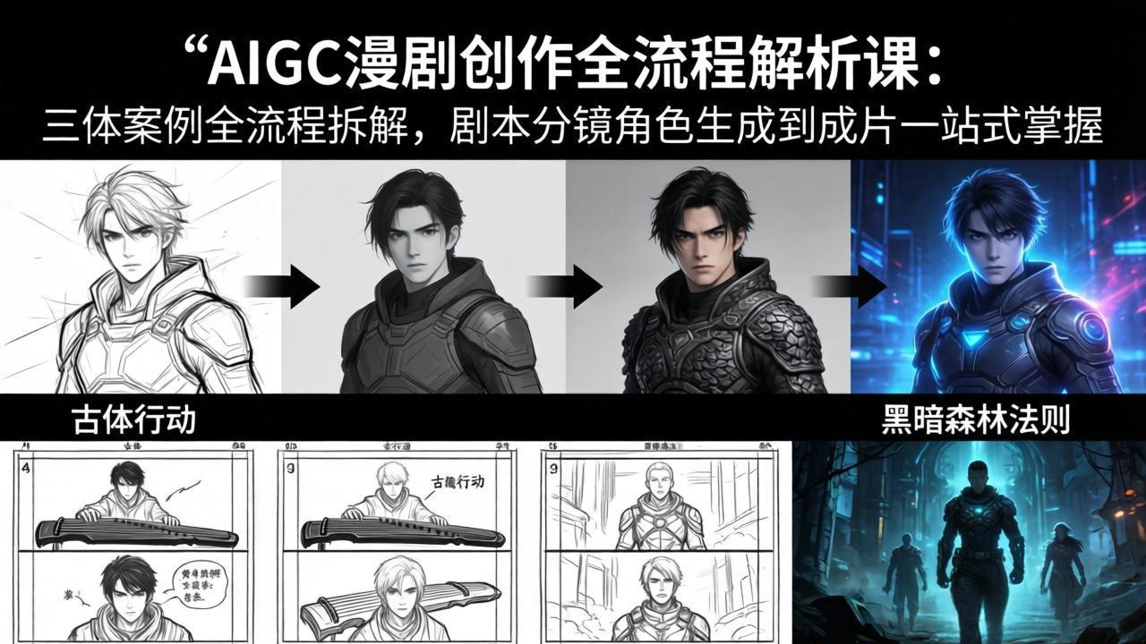 （17879期）AIGC漫剧创作全流程解析课：三体案例全流程拆解，剧本分镜角色生成到成片一站式掌握