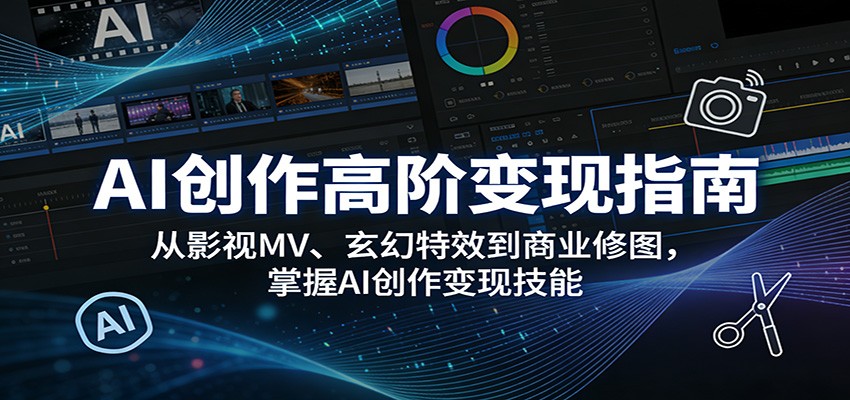 AI创作高阶变现指南:从影视MV、玄幻特效到商业修图,掌握AI创作变现技能