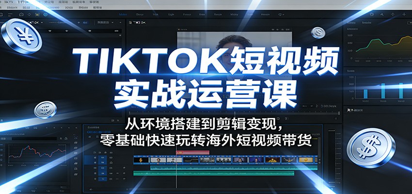 TIKTOK短视频实战运营课：从环境搭建到剪辑变现，零基础快速玩转海外短视频带货