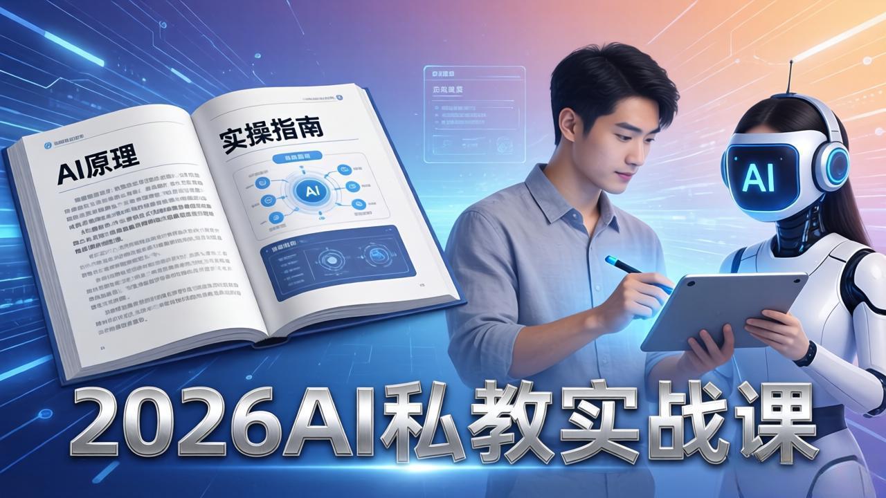 (17899期)2026AI私教实战课:从AI原理到全场景实操,零基础学会用AI提效+单人单干创业