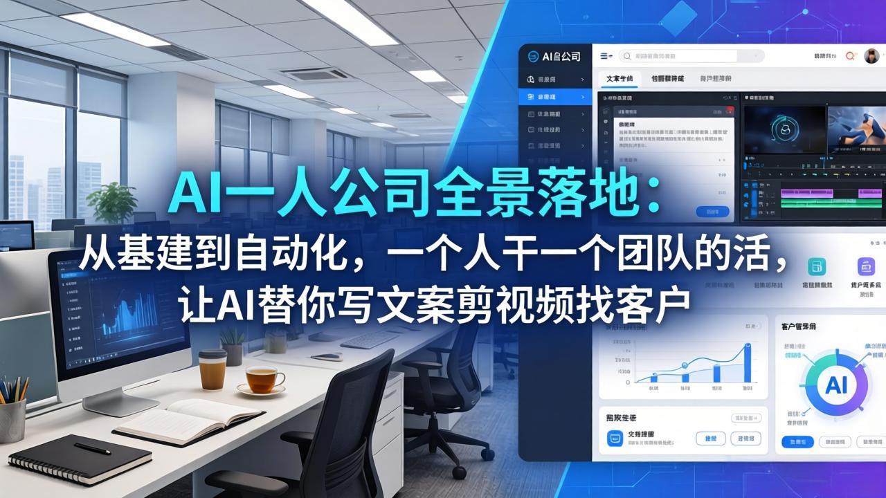 (17939期)AI一人公司全景落地:从基建到自动化,一个人干一个团队的活,让AI替你写文案剪视频找客户