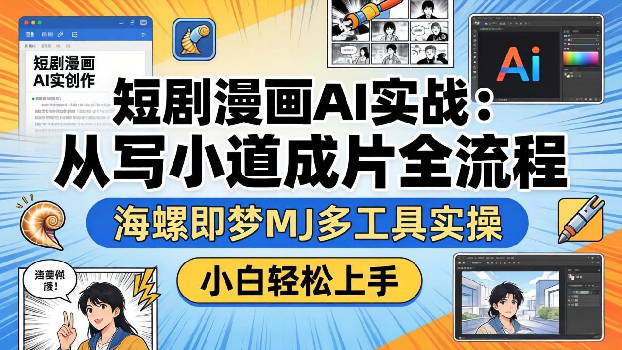 (17945期)短剧漫画AI实战:从写小说到成片全流程,海螺即梦MJ多工具实操,小白轻松上手