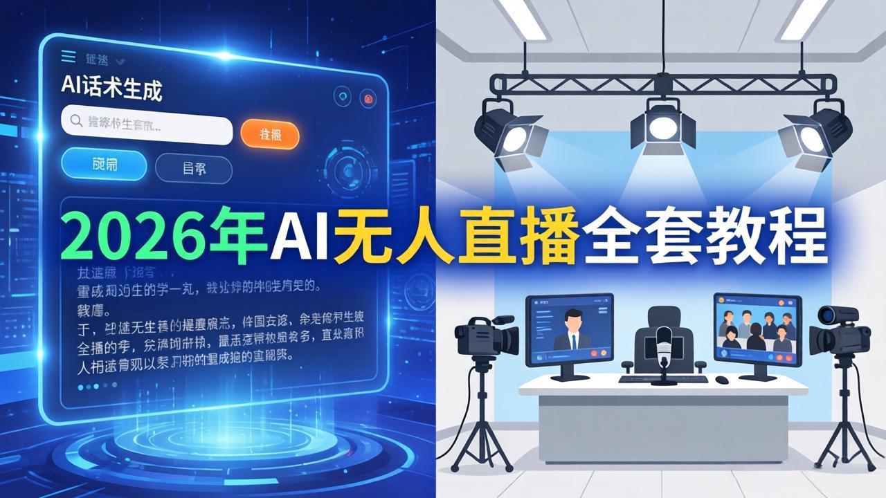 (17953期)2026年AI无人直播全套教程:OBS安装+软件配置+直播间搭建+话术生成+一键开播实操