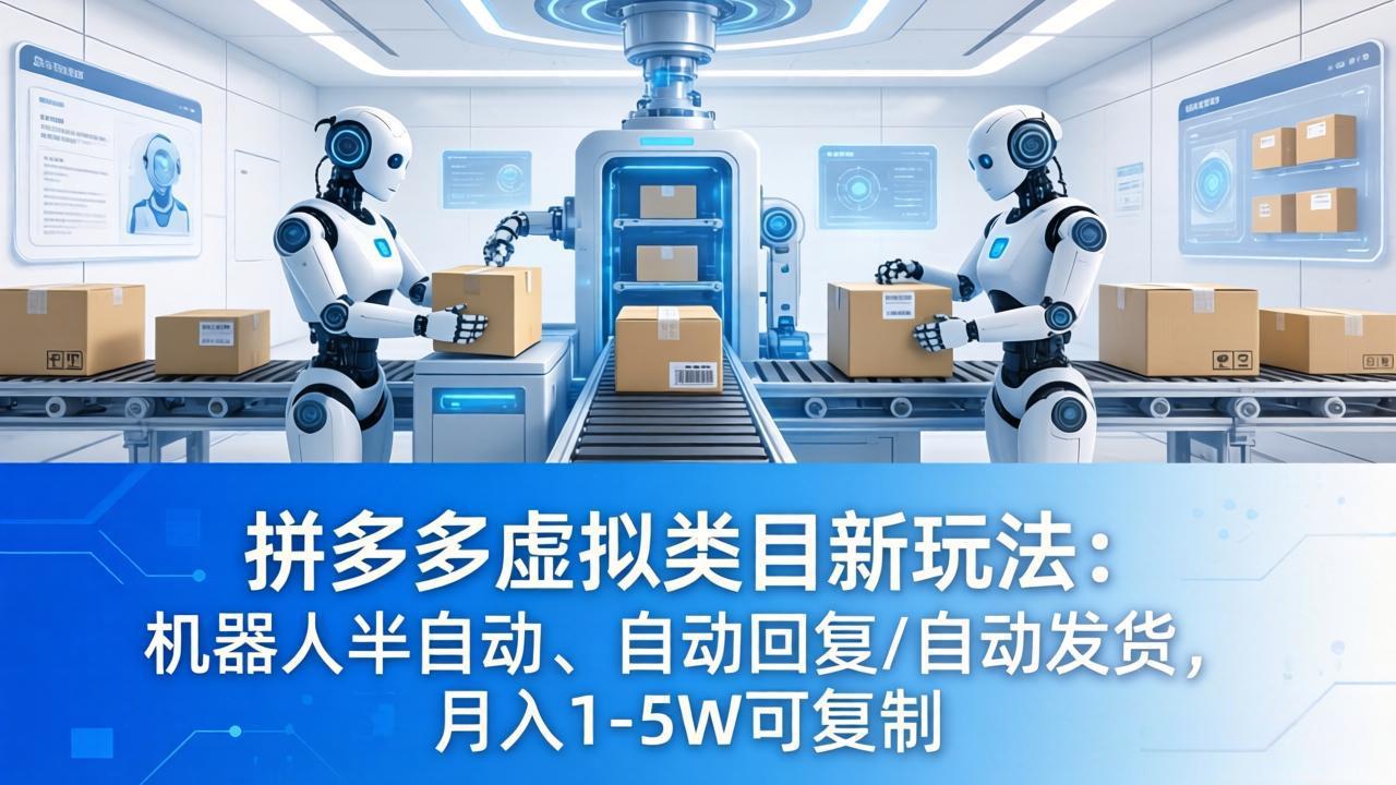 （18038期）拼多多虚拟类目新玩法：机器人半自动、自动回复 /自动发货，月入 1-5W 可复制