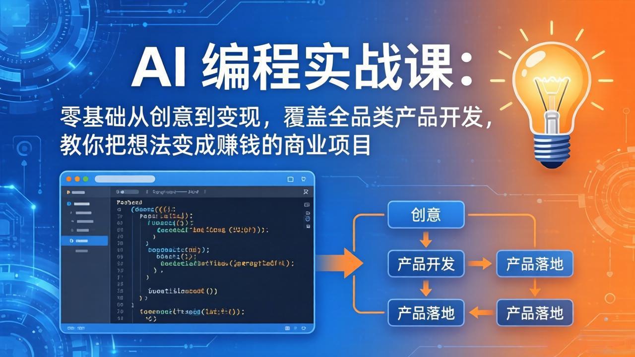 (18084期)AI编程实战课-第三期-4月17更新:零基础从创意到变现,覆盖全品类产品开发,把想法变成赚钱项目