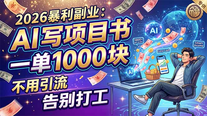 (18087期)2026暴利副业:AI 写项目书,一单 1000 块,不用引流,告别打工