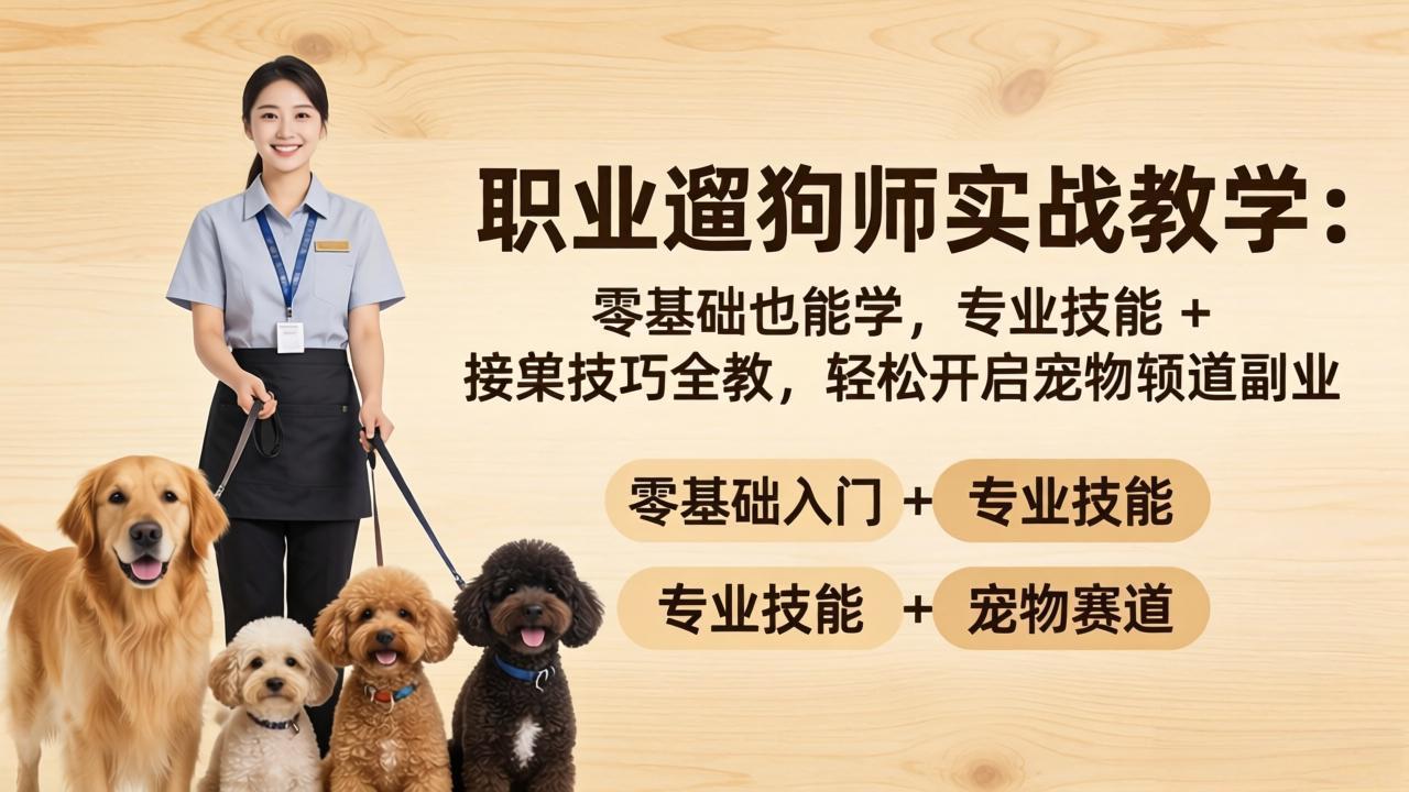 (18115期)职业遛狗师实战教学:零基础也能学,专业技能 + 接单技巧全教,轻松开启宠物赛道副业