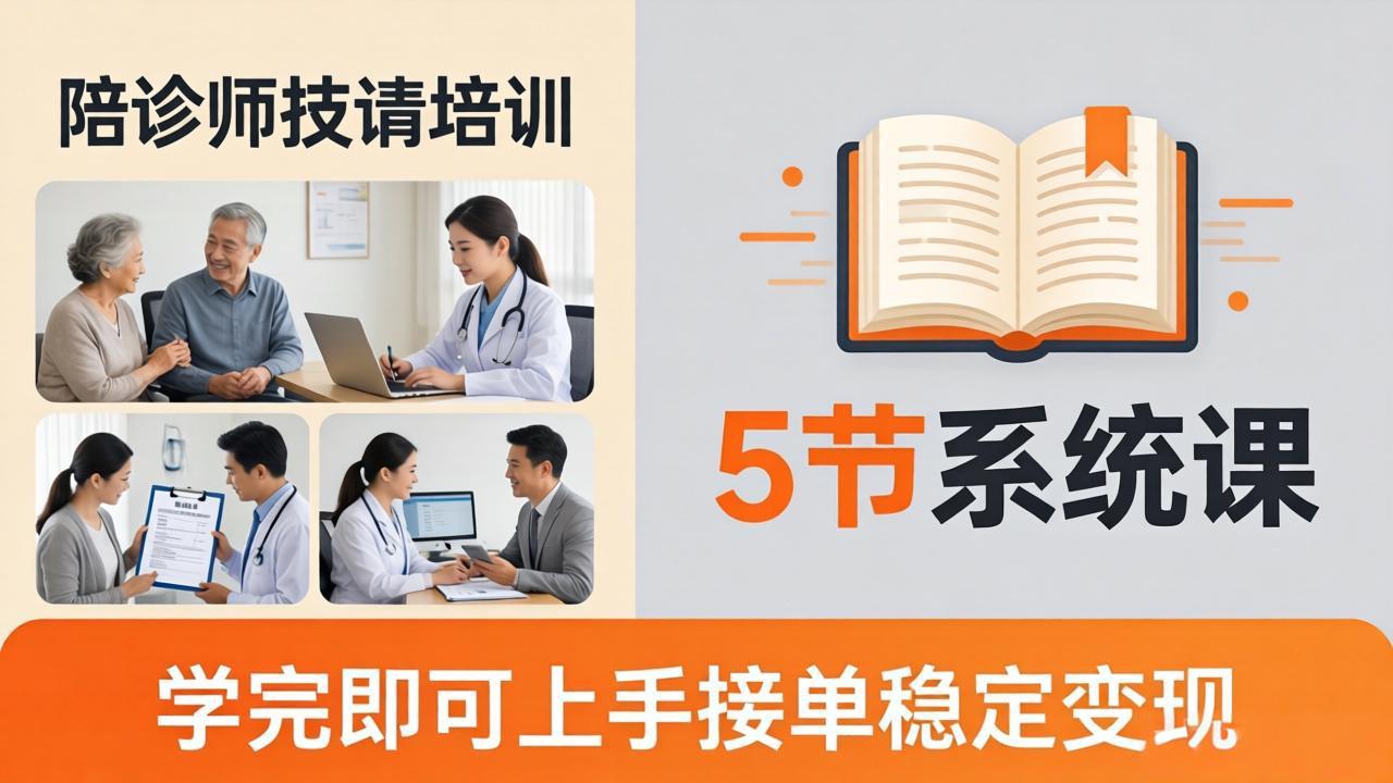 （18116期）想做陪诊师不知从何下手？5节系统课教你掌握核心技能，学完即可上手接单稳定变现