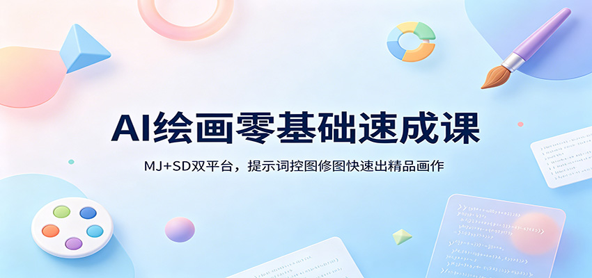 AI绘画零基础速成课:MJ+SD双平台,提示词控图修图快速出精品画作