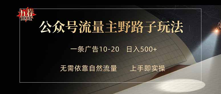 (18178期)公众号流量主野路子玩法 单条广告10-20元 日入500+