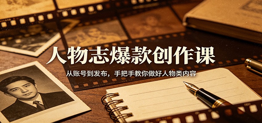 人物志爆款创作课：从账号到发布，手把手教你做好人物类内容