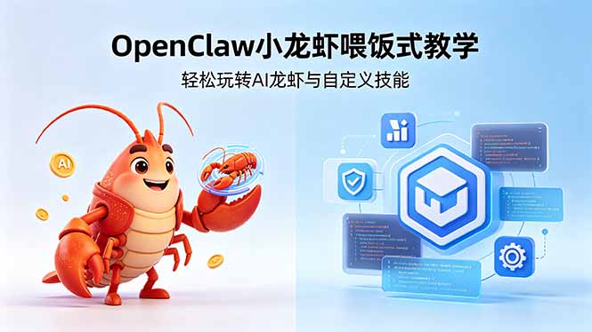 (18314期)不用懂技术!OpenClaw小龙虾喂饭式教学,轻松玩转AI龙虾与自定义技能