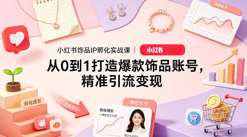 小红书饰品IP孵化实战课｜从0到1打造爆款饰品账号，精准引流变现