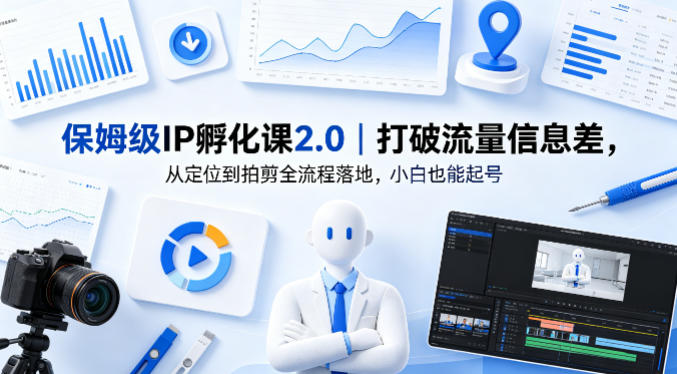 保姆级IP孵化课2.0｜打破流量信息差，从定位到拍剪全流程落地，小白也能起号