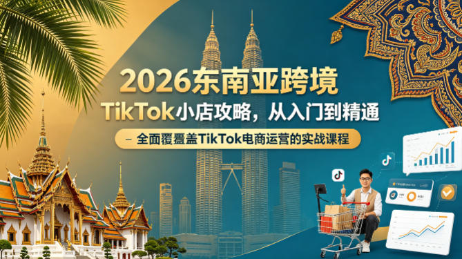 2026东南亚跨境TikTok小店攻略，从入门到精通、全面覆盖TikTok电商运营的实战课程（更新4月）
