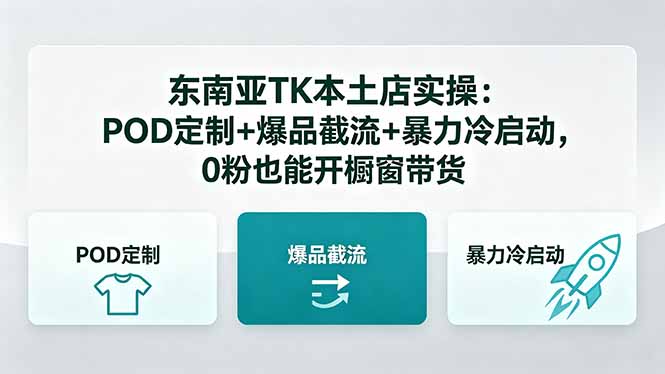 (18488期)东南亚TK本土店实操-5月更新:POD定制+爆品截流+暴力冷启动,0粉也能开橱窗带货